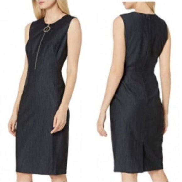Calvin Klein gray denim sheath dress zip ‼️must bundle or buy now, no discount‼️ - Picture 15 of 15
